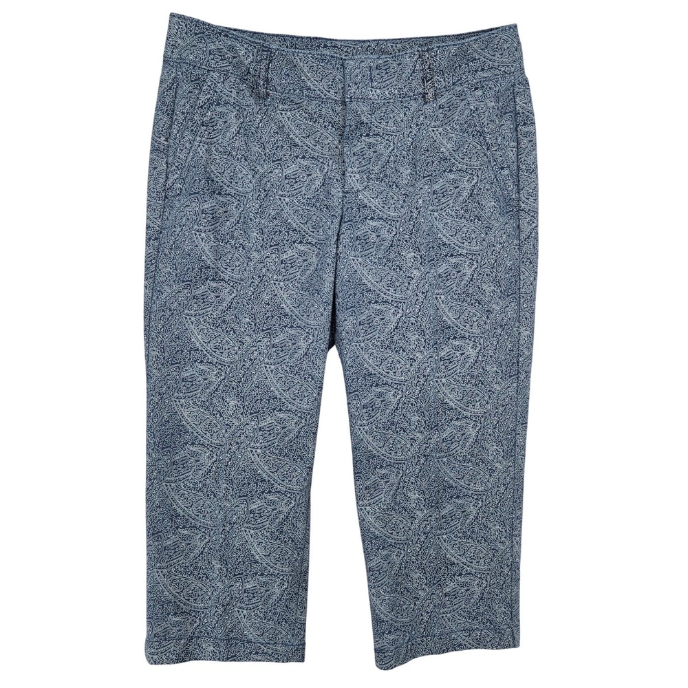 Dockers Size 6 Paisley Cropped Pants Womens Blue White‎ Boho Preppy Trousers